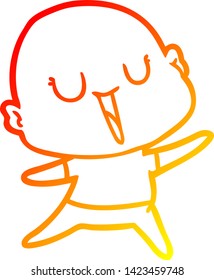 dibujo de línea de gradiente cálido de un hombre calvo de dibujos animados
