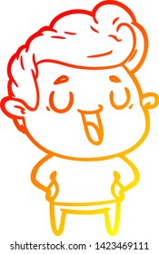 warm gradient line drawing of a happy cartoon man
