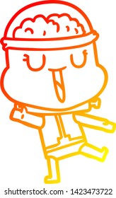 warm gradient line drawing of a happy cartoon robot