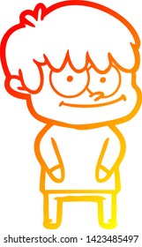 warm gradient line drawing of a happy cartoon man