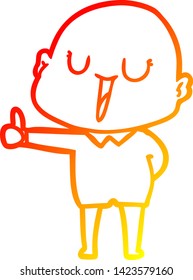 dibujo de línea de gradiente cálido de un hombre calvo de dibujos animados