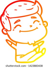 warm gradient line drawing of a happy cartoon man