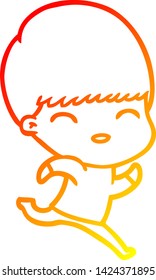 warm gradient line drawing of a happy cartoon boy