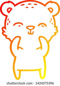 warm gradient line drawing of a happy cartoon bear