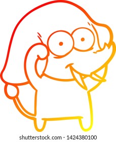 warm gradient line drawing of a happy cartoon elephant
