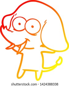 desenho linha gradiente quente de um elefante desenhos animados feliz