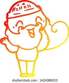 warm gradient line drawing of a happy bearded man