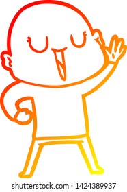 dibujo de línea de gradiente cálido de un hombre calvo de dibujos animados