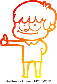 warm gradient line drawing of a happy cartoon man