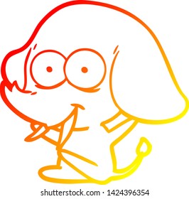 warm gradient line drawing of a happy cartoon elephant