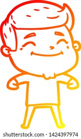warm gradient line drawing of a happy cartoon man