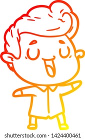 warm gradient line drawing of a happy cartoon man