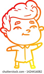 desenho de linha gradiente quente de um homem de desenhos animados feliz