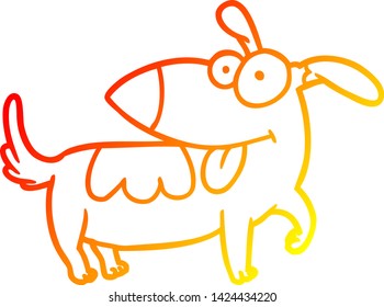 warm gradient line drawing of a happy dog