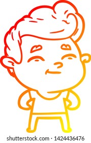 warm gradient line drawing of a happy cartoon man