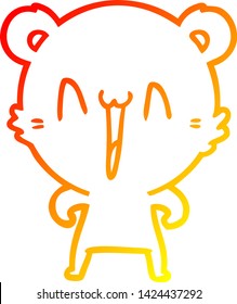 warm gradient line drawing of a happy polar bear cartoon