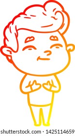 warm gradient line drawing of a happy cartoon man