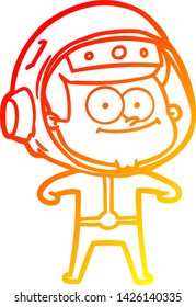 warm gradient line drawing of a happy astronaut cartoon