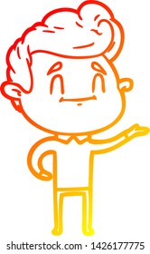 desenho de linha gradiente quente de um homem de desenhos animados feliz
