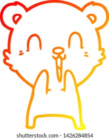 warm gradient line drawing of a happy cartoon polar bear