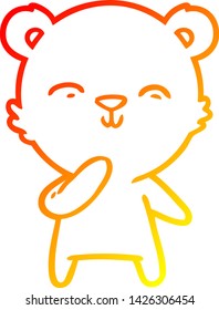 warm gradient line drawing of a happy cartoon bear