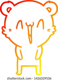 dibujo de línea de degradado cálido de una caricatura de oso feliz