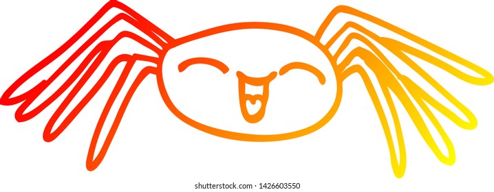 warm gradient line drawing of a happy cartoon spider