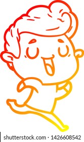 warm gradient line drawing of a happy cartoon man