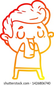 dibujo de línea de gradiente cálido de un hombre de caricatura feliz