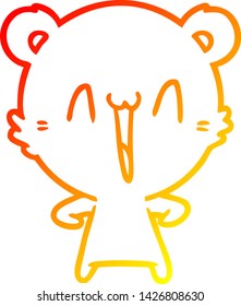 warme Farbverlauf-Linienzeichnung eines Hellbärenkartoons