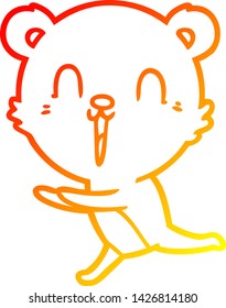 warm gradient line drawing of a happy cartoon bear