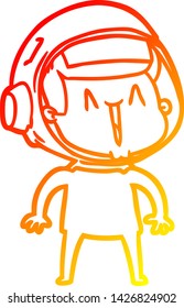 warm gradient line drawing of a happy cartoon astronaut
