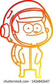 warm gradient line drawing of a happy astronaut cartoon