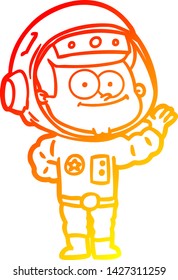 warm gradient line drawing of a happy astronaut cartoon