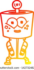 warm gradient line drawing of a happy cartoon robot