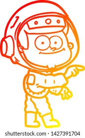 warm gradient line drawing of a happy astronaut cartoon