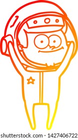 warm gradient line drawing of a happy astronaut cartoon