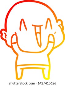 dibujo de línea de gradiente cálido de un hombre calvo de dibujos animados