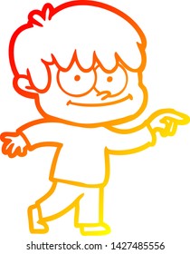 warm gradient line drawing of a happy cartoon man