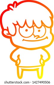 warm gradient line drawing of a happy cartoon man