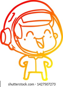 warm gradient line drawing of a happy cartoon astronaut