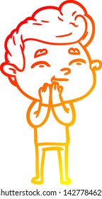 warm gradient line drawing of a happy cartoon man
