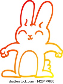 warm gradient line drawing of a happy cartoon rabbit