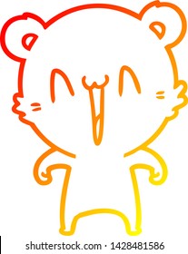warm gradient line drawing of a happy polar bear cartoon