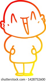 dibujo de línea de gradiente cálido de un hombre calvo de dibujos animados