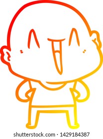 dibujo de línea de gradiente cálido de un hombre calvo de dibujos animados