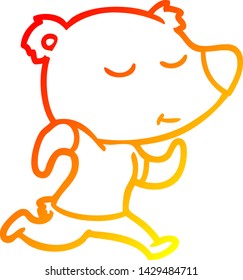 warm gradient line drawing of a happy cartoon polar bear