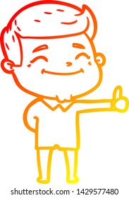 warm gradient line drawing of a happy cartoon man