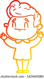 warm gradient line drawing of a happy cartoon man
