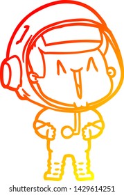 warm gradient line drawing of a happy cartoon astronaut